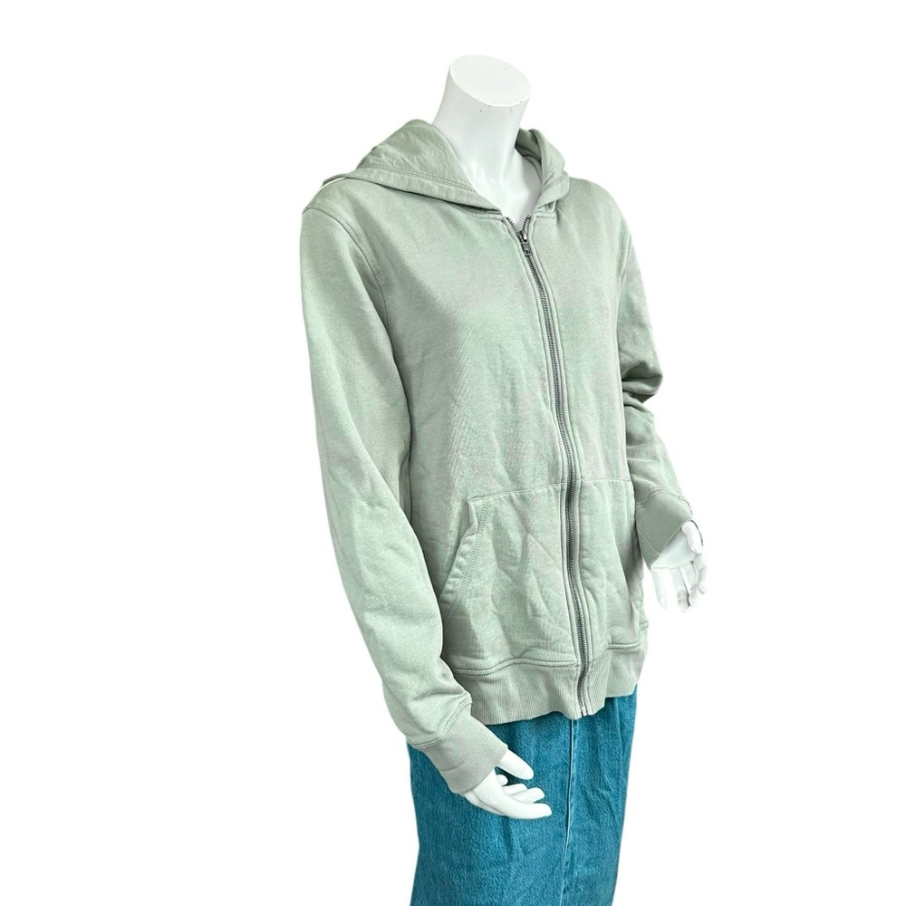 Pact Sage Green Organic Cotton Heavyweight Zip Up Hooded Sweatshirt Medium - Picture 2 of 7